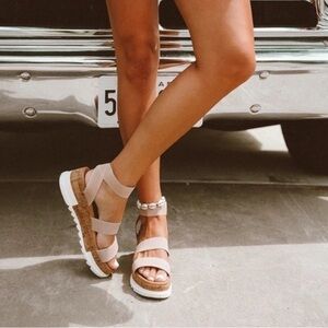 Steve Madden Girl white natural elastic platform espadrille Bessyy Cybell​